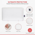 Travel & Camping Pillow - Comfortable Memory Foam Travel Small Pillow - Backpacking Pillow Easy to Carry Portable Bag Ideal for Airplane & Car Travel Pillows (White)