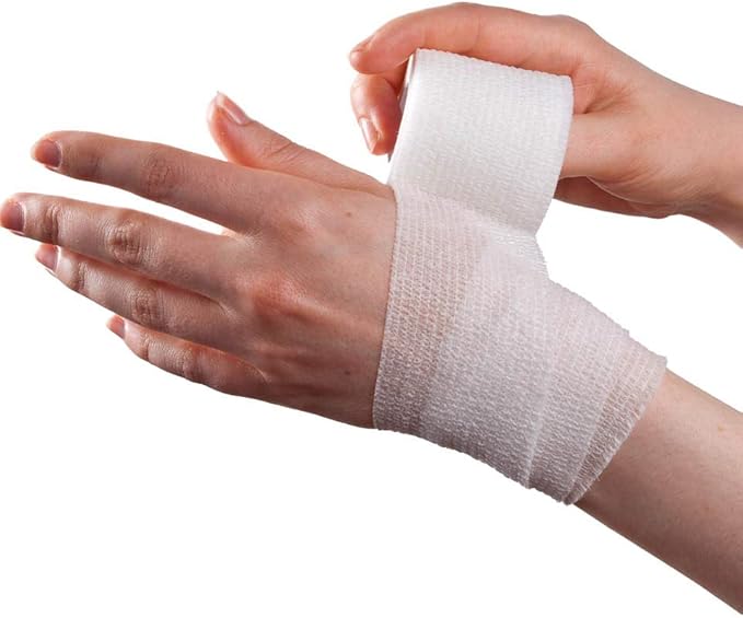 RISEN Cohesive Bandage 2” x 5 Yards, 6 Rolls, Self Adherent Wrap Medical Tape, Adhesive Flexible Breathable First Aid Gauze Ideal for Stretch Athletic