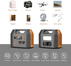 Portable Power Station EnginStar 300W Solar Generator 110V 296Wh Power Bank Two Pure Sine Wave AC Outlet 80000mAh Lithium Battery Pack for Camping Outdoors Trip RV Hunting Vans Emergency Backup