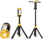 LHOTSE Rechargeable Camping Light with Stand, 83" Tall Portable 3000 Lumens Cordless Work Light with 3 LED Lamps Head & Detachable Tripod, 9AH Battery LED Work Light Dimmable with Travel Bag