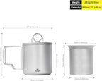 Camping Mug Titanium Double Wall Coffee Tea with Cup Inner Filter with Folding Handle