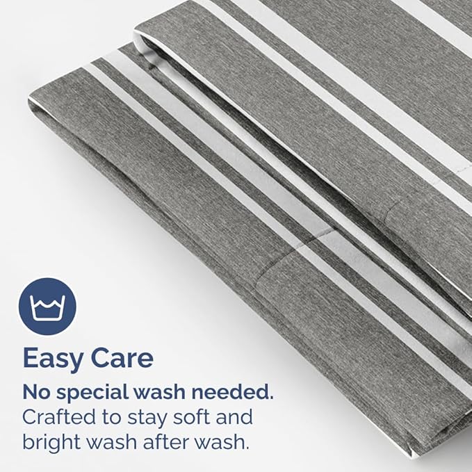 King Pillow Cases Set of 2 - Ultra Soft Hotel Quality Pillowcase Covers - Comfy Cozy Bedding for Women, Men, Kids & Teens - Machine Washable Pillow Protectors - 2 Pieces Set - King Size Grey Stripes