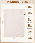 FantasyLife Shoe Bags for Travel, Washable Dust Bags for Storage & Packing, Flannel Shoe Pouch with Drawstring Closure for Purses, Handbags, Shoes & Toys (2, Beige, 17.3"x12.6")