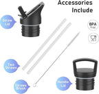 Stainless Steel Double Wall Water Bottles, Vacuum Insulated Bottle With Straw Lid, Insulated Water Bottle Keeps Water Cold for 24 Hours, Hot for 12 Hours, Hiking, Sports