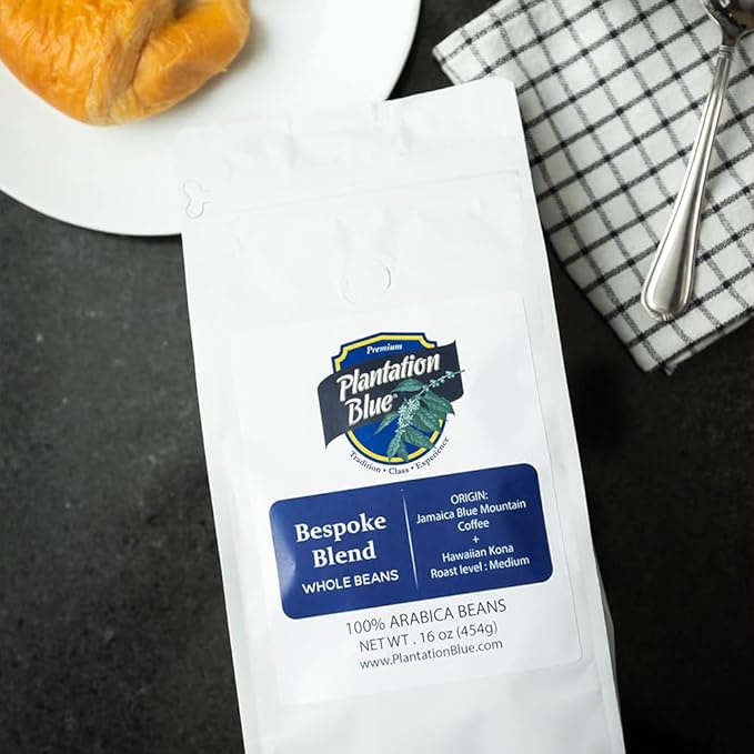 Plantation Blue Bespoke Blend of Blue Mountain and Hawaiian Kona Coffee Whole Beans (1lb)