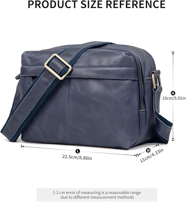 Augus Men's Leather Messenger Bag Shoulder Crossbody Backpack Bags Purse for Women Vintage Anti-Theft Waterproof Casual