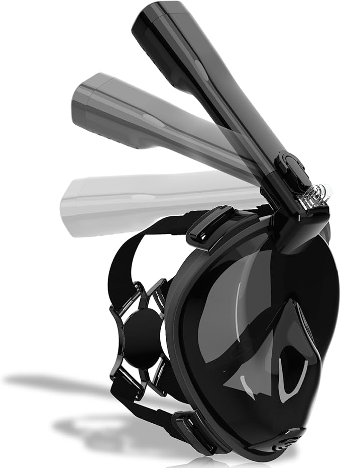 R10 Full Face Snorkel Mask Adults, Snorkeling Mask Gear for Adults&Kids, Fully Enclosed CO2 Transportation Solution, Silicone Bonding Anti-Leak&Anti-Fog, Foldable for Portability