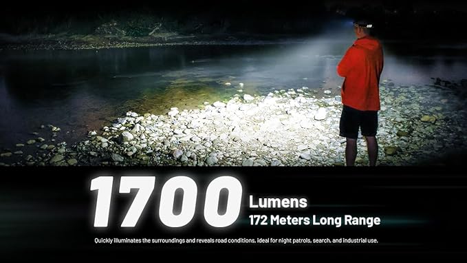 Nitecore NU45 1700 Lumen Headlamp, USB-C Rechargeable Fast Charging, Long Runtime for Camping, Running, or Work, with Auxilary White Reading Light and Red Light