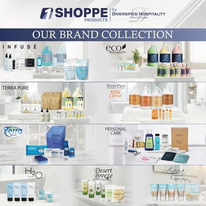 Infuse Pure White Tea and Coconut Hotel Soaps and Toiletries Bulk Set | 1-Shoppe All-In-Kit for Airbnb | 1oz Shampoo & Conditioner, Body Wash, Lotion & 1.25oz Bar Soap | Travel Size 150 Pieces