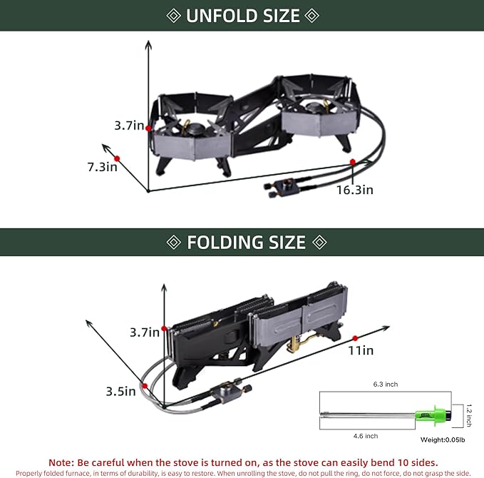 BRS-32 Portable Foldable Camping Stove Expandable Double Cooktop - Easy to Operate, Camping Kitchenware with BRS-191 Electronic Igniter