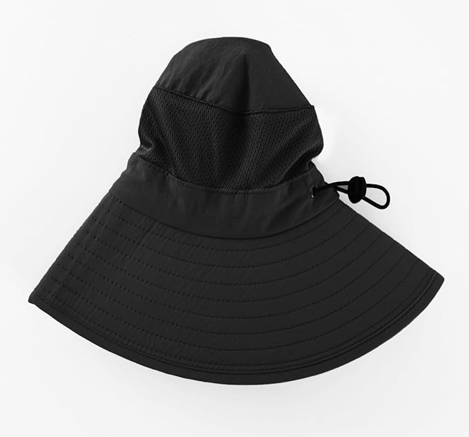 Home Prefer Outdoor UPF50+ Mesh Sun Hat Wide Brim Fishing Hat with Neck Flap Sun Hat for Men Women