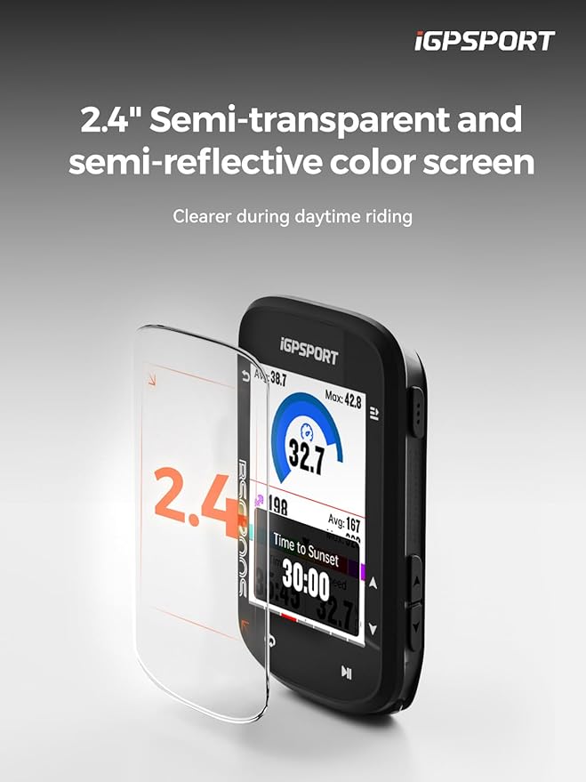 iGPSPORT BSC200S GPS Bike Computer, Wireless Route Navigation 2.4'' Screen Bluetooth ANT+ Cycle Computer IPX7 Waterproof