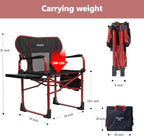 SUNNYFEEL Camping Directors Chair Set of 2 Aluminum Oversized Portable Folding Chair with Side Pocket and Adjustable Side Table for Beach, Fishing, Trip, Picnic, Lawn, Outdoor Foldable Camp Chairs