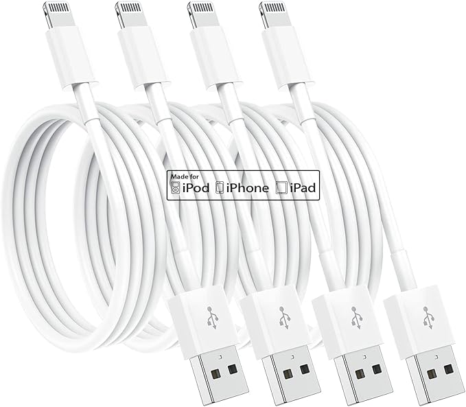 4 Pack [Apple MFi Certified] Apple Charging Cables 10ft, iPhone Chargers Lightning Cable 10 Foot, Fast iPhone Charging Cord for iPhone 14/14Pro/13/13Pro/12/11/11Pro/11Max/ X/XS/XR, ipad(White)