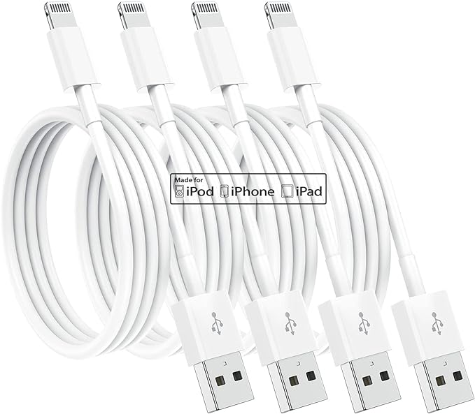 4 Pack [Apple MFi Certified] Apple Charging Cables 1ft, iPhone Chargers Lightning Cable 1 Foot, Fast iPhone Charging Cord for iPhone 14/14Pro/13/13Pro/12/11/11Pro/11Max/ X/XS/XR/XS Max/8, ipad(White)