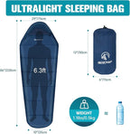 REDCAMP Ultra Lightweight Sleeping Bag for Backpacking, Hiking, Comfort for Adults Warm Weather, with Compression Sack