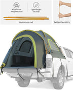 JOYTUTUS Pickup Truck Tent 8ft 2.0, Waterproof PU2000mm Double Layer for 2 Person, Portable Truck Bed Tent with Rainfly - Green, Aluminum Pole