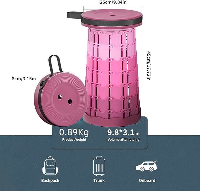 Ultra-Lightweight Collapsible Stool - Portable Folding Seat for Camping, Hiking, Travel & Outdoor Activities (Gradient Purple)