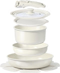 GiPP Ceramic Pots and Pans Set Non Stick, Nonstick Detachable Handle Cookware Sets, Healthy Non Toxic PFAS PFOA & PTFE Free, Dishwasher ＆Oven Safe, Induction Kitchen Pot and Pan, 8 Piece Cream