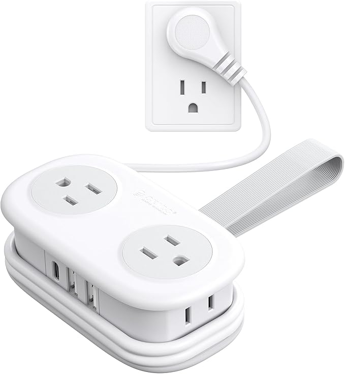 Travel Power Strip, ORICO 4 Outlets 3 USB Ports (1 USB C) with 4FT Wrapped Short Extension Cord, Compact Power Strip for Hotel Travel Essentials Cruise Approved-AP3