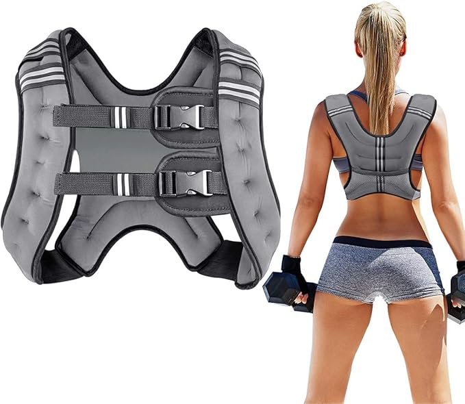 Prodigen Weighted Vest for Women and Men 8 12 16 20 25 30 Lbs with Reflective Stripe and Double Adjustable Buckle Straps Weight Vests for Strength Training, Jogging, Cardio, Weight Loss