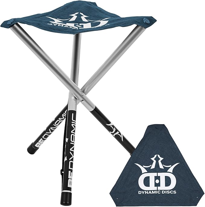Dynamic Discs Folding Stool | Portable & Collapsible Stool for Disc Golf and More | Fits in Frisbee Golf Bags and Backpacks (Midnight Blue)