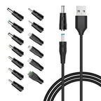Powseed 5V Universal DC Power Cable, USB to DC Charging Cord with 13pcs Adapter Plugs for Webcam Router, Recorder, Bluetooth Speaker, Scanner, DVR, Hard Disk Box, USB-HUB etc.