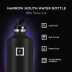 IRON °FLASK Camping & Hiking Hydration Canteens - 3 Lids (Narrow Straw Lid) Leak Proof Vacuum Insulated Stainless Steel - Hot & Cold Double Walled Sports Water Bottle - Cotton Candy, 64 Oz