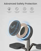 3 in 1 Charging Station for Apple Devices, Fast Charging Magsafe Charger Stand with LED Light and 20W PD Adapter, Wireless Nightstand Charger for iPhone17/16/15/14/13/12 Series,AirPods,iWatch and More