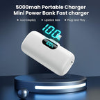 Mini Portable Charger 5000mAh Power Bank,15W PD USB C Cell Phone Portable Power, LCD Display Battery Pack Compatible With iPhone 15/15 Plus/15 Pro/15 Pro Max/Android/Samsung/Moto/LG (Type-C Only)