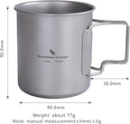 Titanium Coffee Mug Titanium Pots Titanium Cup with Foldable Handle Outdoor Camping Water Mug Tableware 14.3oz/420ml Ti1518B