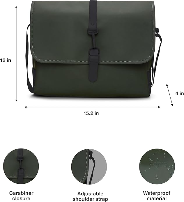 RAINS Messenger Bag - Laptop Bag for men and women - Fits 16” laptop or tablet