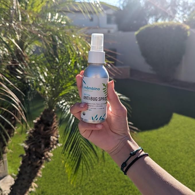 Anti-Bug Spray DEET-Free – Organic, All-Natural Bug Spray Travel Size with Essential Oils – Non-Toxic, Reef Safe, Face-Safe Bug Repellent for Babies, Kids, Adults by Mambino Organics, 2.7oz