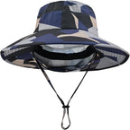 Sun Hats for Men Women Fishing Hat UPF 50+ Breathable Wide Brim Bucket Hats Summer UV Protection Safari Hat with Neck Flap
