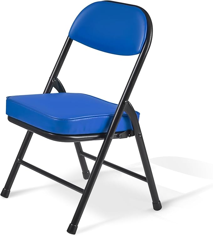 Mini Padded Folding Chairs, Garage Stool, Portable Camping Chair with Cushion, Lightweight Lawn Chair, for Outdoor Sports Events, Patio, Fishing, Hiking, Hunting, Picnic, Beach (Blue)