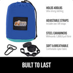 GORILLA GRIP Durable Portable Camping Hammock, Holds 400lbs with Heavy Duty Tree Straps, Comfortable Travel Swing, Camp Hammocks, Easy to Use and Install, Outdoor Essentials, Blue, 9x4.5 FT