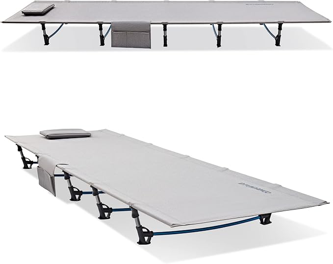 FUNDANGO Ultralight Folding Camping Cot, Extra Long Backpack Lightweight Camping Cots for Adults Portable Cot Bed for Hiking Travel Home Mountaineering, Beige