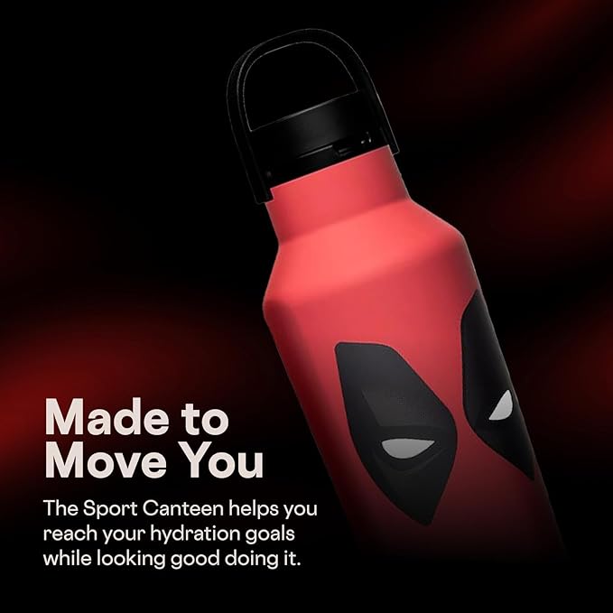 Corkcicle Sport Canteen - Keeps Beverages Cold 25 Hours - Triple Insulated Stainless Steel - Screw-On Lid - Reusable Bottle - Summer Drinkware Gift - Keeps Drinks Ice Cold - 20 oz - Deadpool