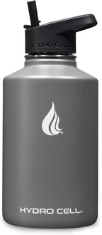 HYDRO CELL Stainless Steel Insulated Water Bottle with Straw - For Cold & Hot Drinks - Metal Vacuum Flask with Screw Cap and Modern Leakproof Sport Thermos for Adults (Graphite 64oz)