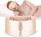 Mulberry Silk Sleep Mask – 100% Silk Sleep Masks for Women, Anti-Wrinkle, Light Blocking Eye Cover, Adjustable for Travel & Beauty (Champange)