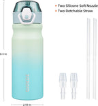 BJPKPK Insulated Water Bottle 18oz Stainless Steel Water Bottles With Straw And Carry Handle Double Wall Metal Thermo,Mint