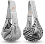 Tomkas Small Dog Cat Sling Carrier Puppy Purse Travel Wrap Soft Crossbody Pet Bag (Gray, M - Classic Pocket & Classic Strap)