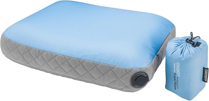 COCOON- Premium - Ultralight AirCore Pillow - Inflatable Camping and Travel Pillow (Light Blue, Small)