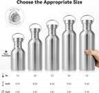 Volhoply 20oz Stainless Steel Water Bottle with Handle 2 Pack,Non Insulated Single Wall, Dishwasher Safe No Plastic 18/8 304 Metal Water Bottles with Wide Mouth for Camping, Hikers, Cyclists