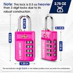 SURE LOCK TSA-Approved 4-Digit Resettable Combination Lock with Open Alert, Easy-Read Dials - for Luggage, School Lockers, Gym, Office, Toolbox & Security Cases (Pink 4 Pack)