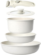 GiPP 5Pcs Pots and Pans Set Non Stick, Cookware Sets Nonstick Detachable Handle, Induction Kitchen Set Removable Handle, RV Cookware set, Oven Safe