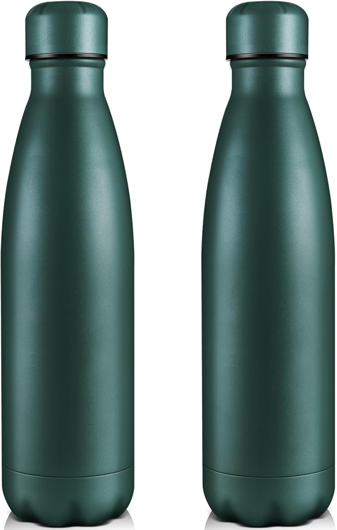 Volhoply 25oz Insulated Water Bottles 1/2/4 Pack, Double Wall Stainless Steel Vacuum Flask Keeps Cold & Hot, BPA Free Leakproof Bottle (Army Green,2 Pack)