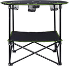 LEADALLWAY Camping Tables That Fold Up Lightweight Portable Outdoor Table with 4 Cup Holders and Carrying Bags for Outdoor Picnic,Barbecue,Travel,Fishing(Black+Army Green)