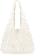 COOKOOKY Crochet Beach Tote bag Summer Beach Bag for Women Aesthetic Mesh Tote Bag Hippie Bag Knit Bag