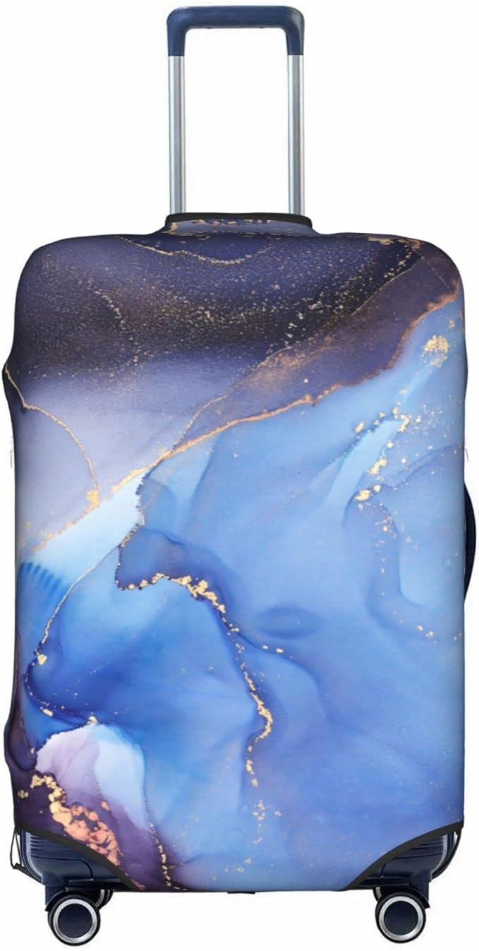 Travel Luggage Cover Suitcase Protector Fits 29-32 Inch Luggage, Blue Purple Marble Elastic Washable Stretchy Anti-scratch Suitcase Sleeve with Concealed Zipper for Wheeled Suitcase Travel Accessories